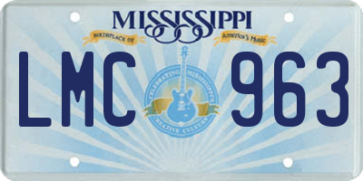 MS license plate LMC963