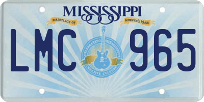 MS license plate LMC965