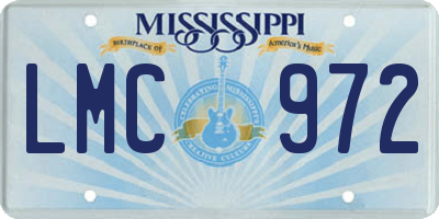 MS license plate LMC972