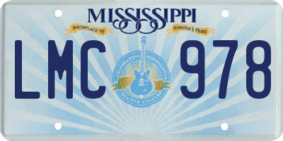 MS license plate LMC978