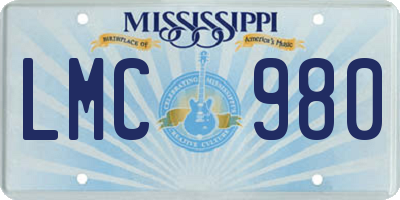 MS license plate LMC980