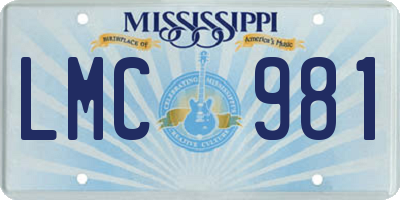 MS license plate LMC981