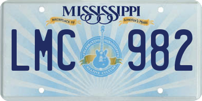 MS license plate LMC982