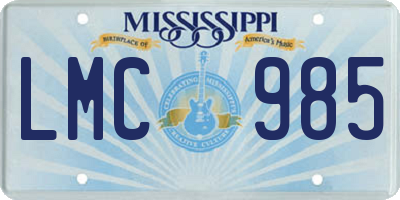MS license plate LMC985