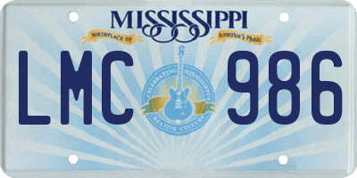 MS license plate LMC986