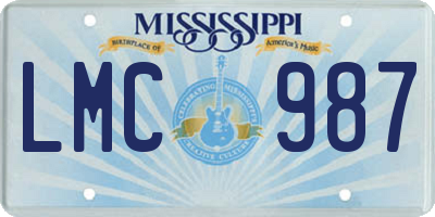MS license plate LMC987