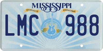 MS license plate LMC988