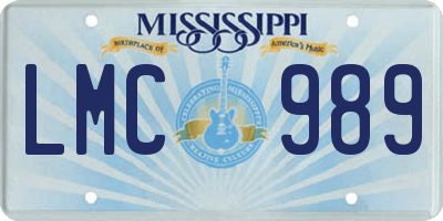 MS license plate LMC989