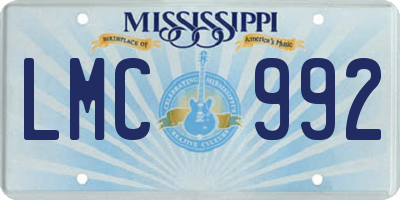 MS license plate LMC992