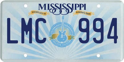 MS license plate LMC994
