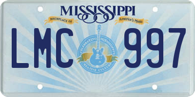 MS license plate LMC997