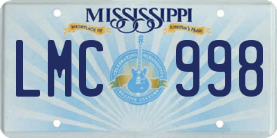 MS license plate LMC998
