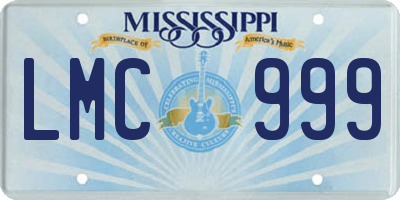 MS license plate LMC999