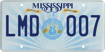 MS license plate LMD007