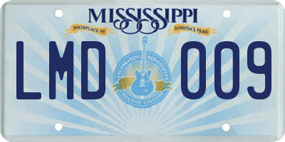 MS license plate LMD009