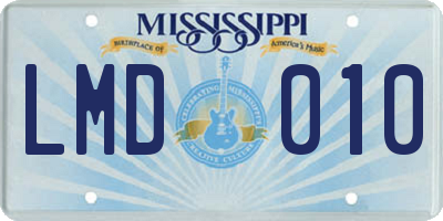 MS license plate LMD010