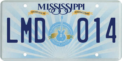 MS license plate LMD014