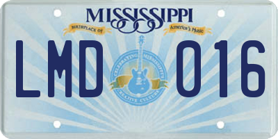 MS license plate LMD016
