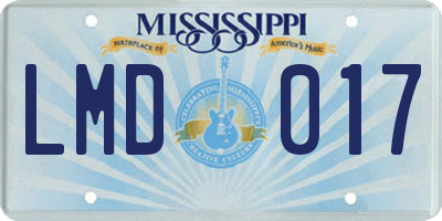 MS license plate LMD017