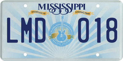 MS license plate LMD018