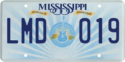 MS license plate LMD019