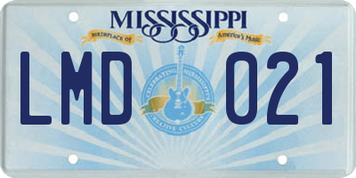 MS license plate LMD021