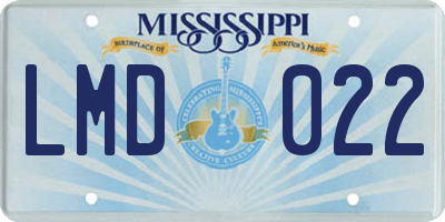 MS license plate LMD022