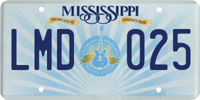 MS license plate LMD025