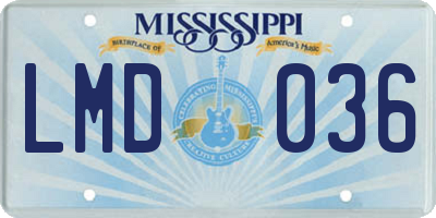 MS license plate LMD036