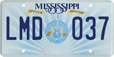 MS license plate LMD037