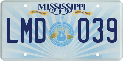 MS license plate LMD039