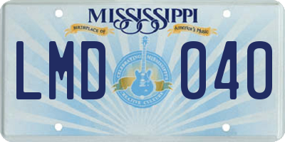 MS license plate LMD040