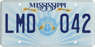 MS license plate LMD042