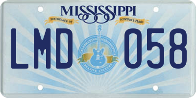 MS license plate LMD058