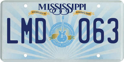 MS license plate LMD063