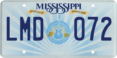 MS license plate LMD072