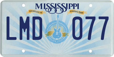 MS license plate LMD077