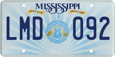 MS license plate LMD092