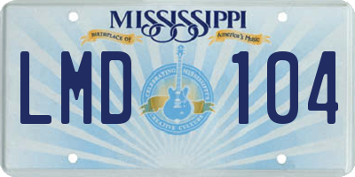 MS license plate LMD104