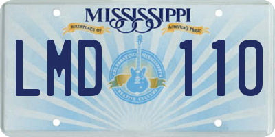 MS license plate LMD110