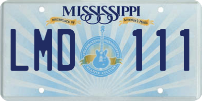 MS license plate LMD111