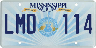MS license plate LMD114