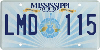 MS license plate LMD115