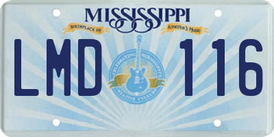 MS license plate LMD116
