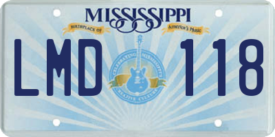MS license plate LMD118