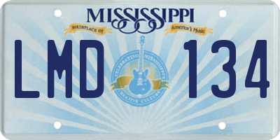 MS license plate LMD134