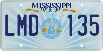 MS license plate LMD135