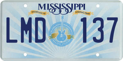 MS license plate LMD137