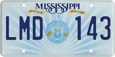 MS license plate LMD143