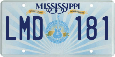 MS license plate LMD181
